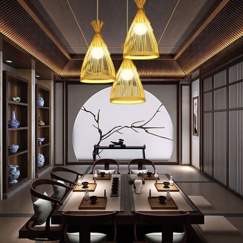 Suspension design bambou tressé inspiration nid
