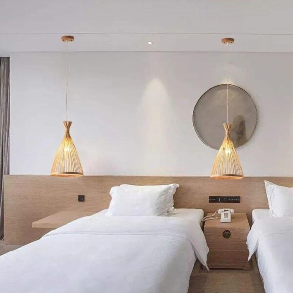 Suspension design bambou tressé inspiration nid