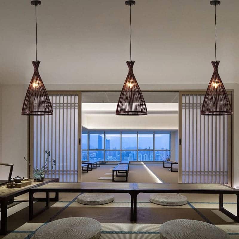 Suspension design bambou tressé inspiration nid