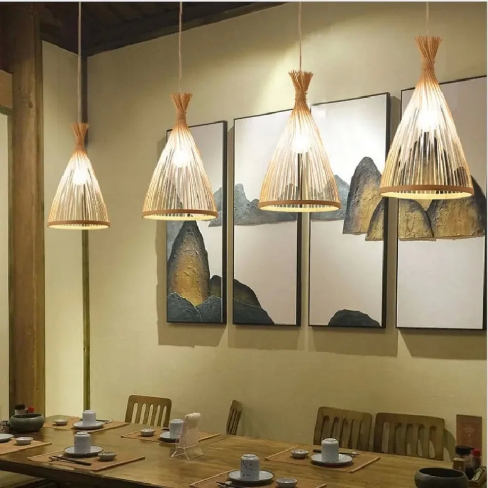 Suspension design bambou tressé inspiration nid
