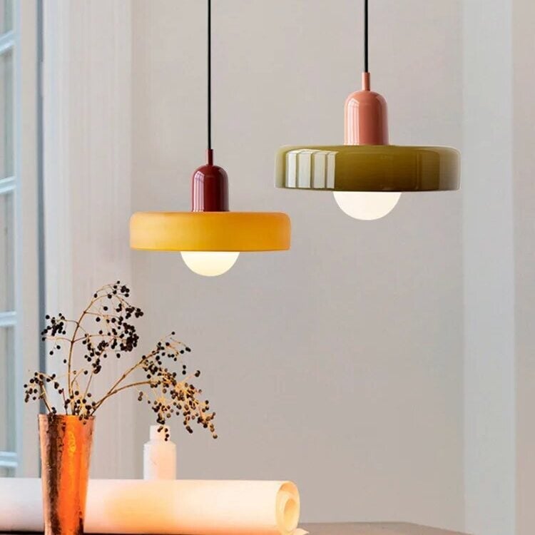 Suspension contemporaine en verre dépoli