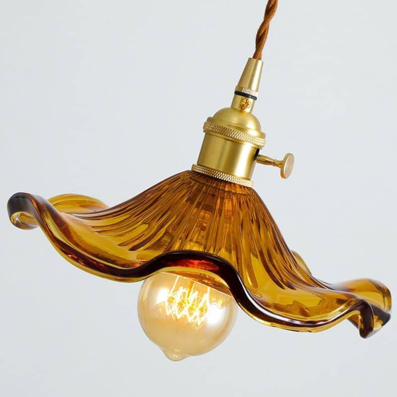 Suspension florale en verre et cuivre