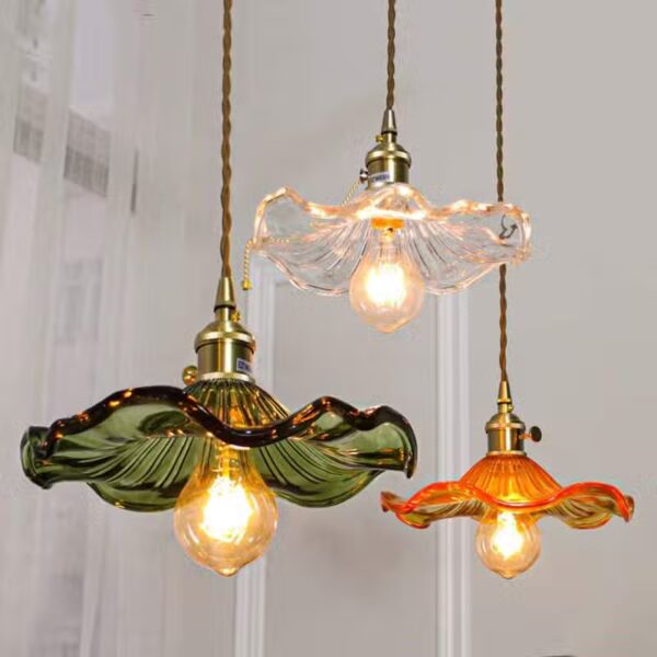 Suspension florale en verre et cuivre