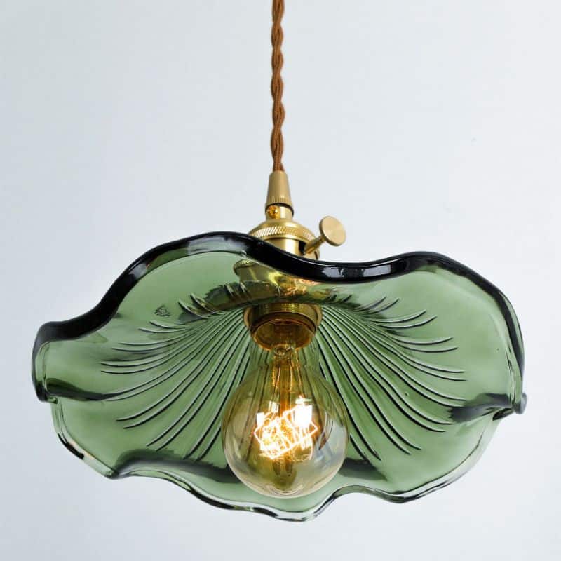Suspension florale en verre et cuivre