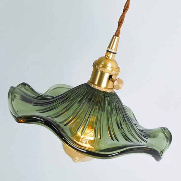 Suspension florale en verre et cuivre