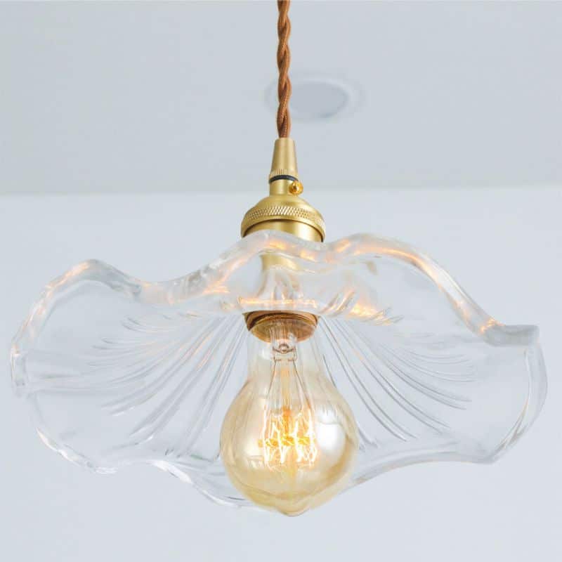 Suspension florale en verre et cuivre