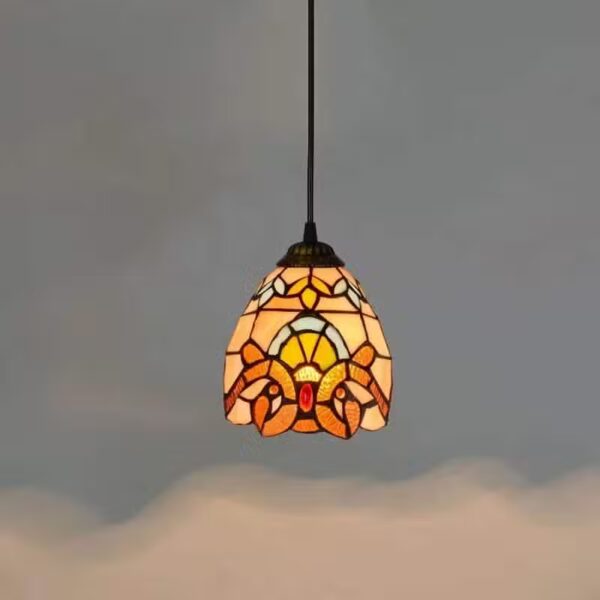Suspension artisanale ambrée style Tiffany