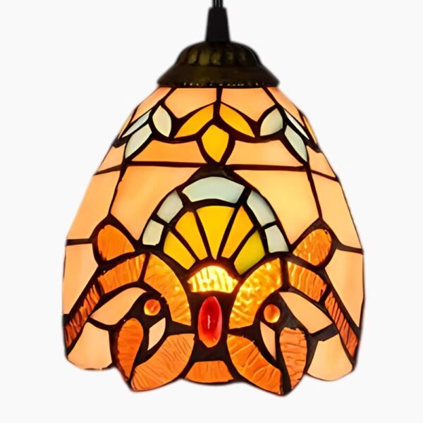 Suspension artisanale ambrée style Tiffany