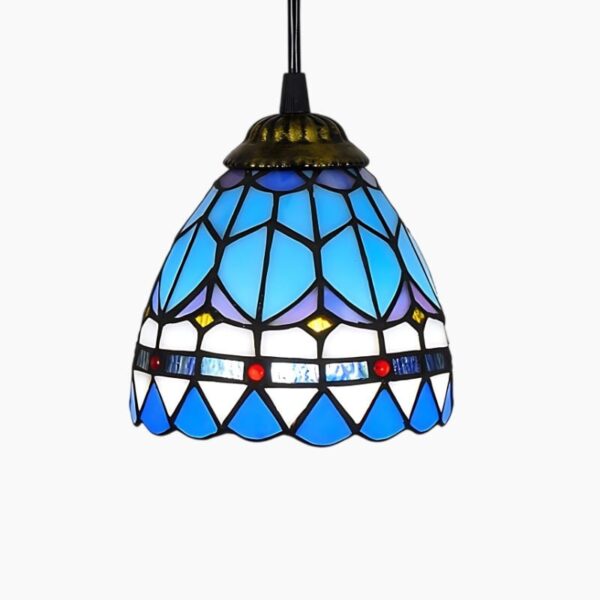 Suspension artisanale verre Tiffany azur