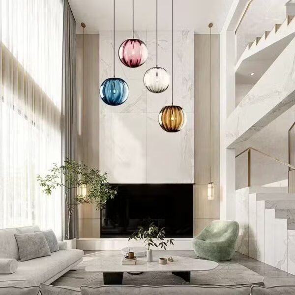 Suspension globe en verre contemporaine