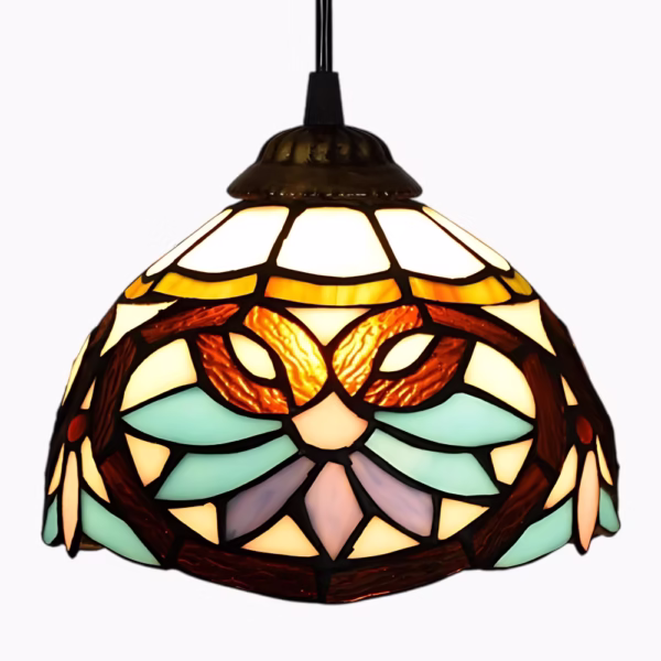 Suspension luminaire Tiffany aux motifs floraux