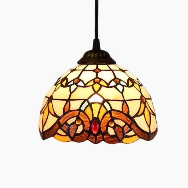 Suspension lumineuse inspiration Tiffany aux motifs raffinés