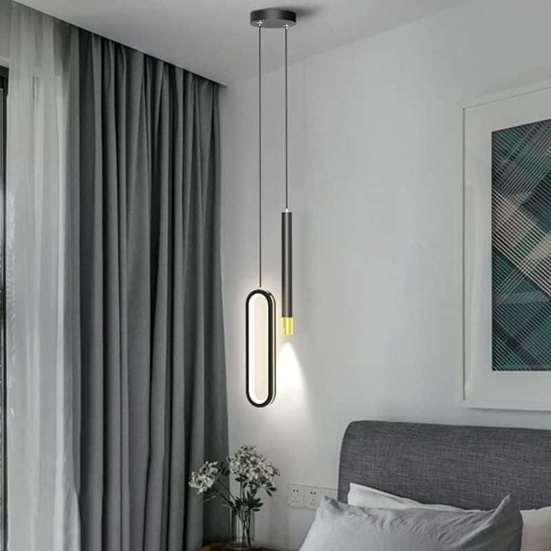 Suspension luminaire LED double à l'esthétique nordique raffinée