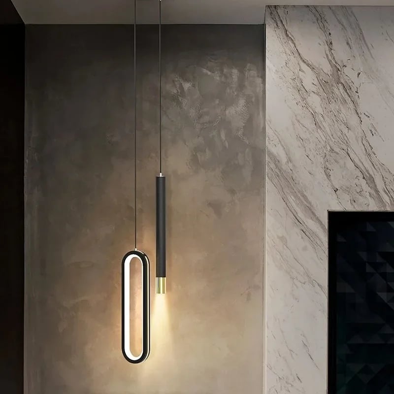 Suspension luminaire LED double à l'esthétique nordique raffinée