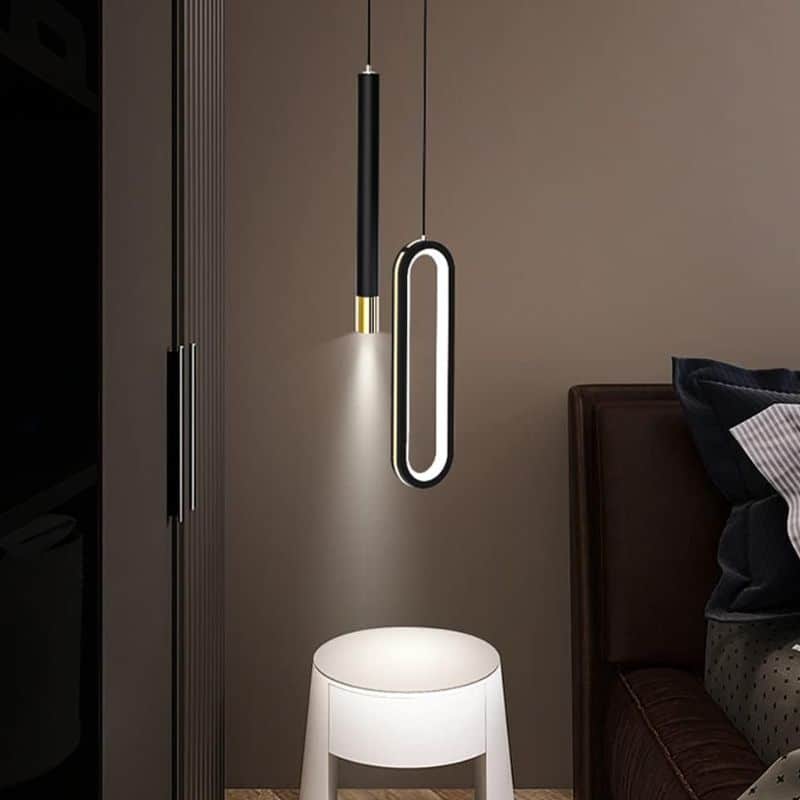 Suspension luminaire LED double à l'esthétique nordique raffinée