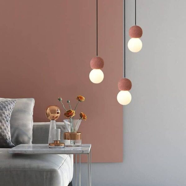 Suspension luminaire LED en verre minéral style nordique