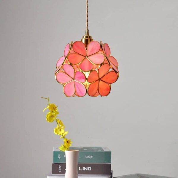Suspension lumineuse cristalline d'inspiration Art Nouveau