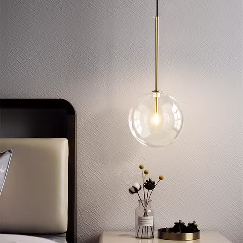 Suspension lumineuse LED sphérique en finition or