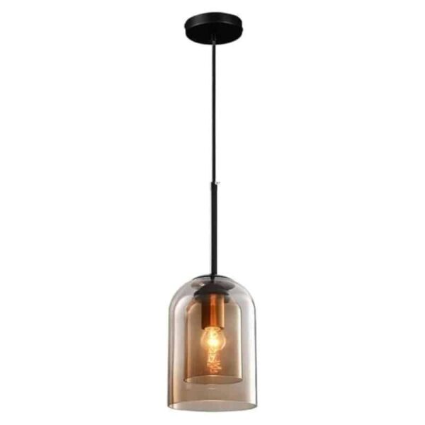 Suspension contemporaine en verre ambré double-couche
