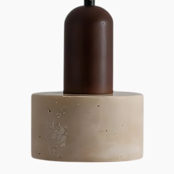 Suspension cylindrique en travertin et bois noble