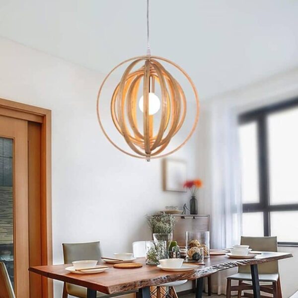 Suspension LED nordique avec anneaux sculptés