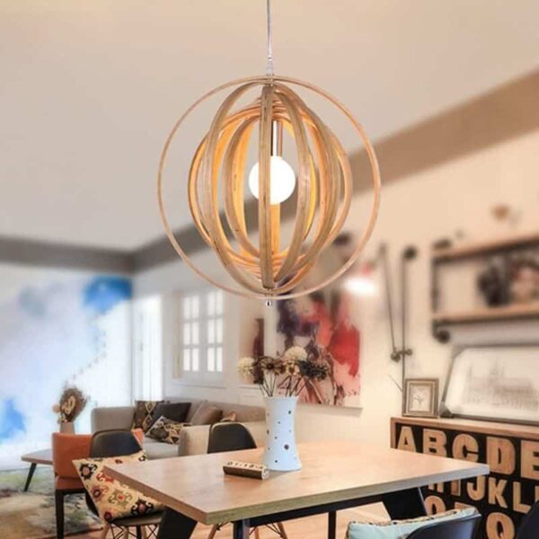 Suspension LED nordique avec anneaux sculptés