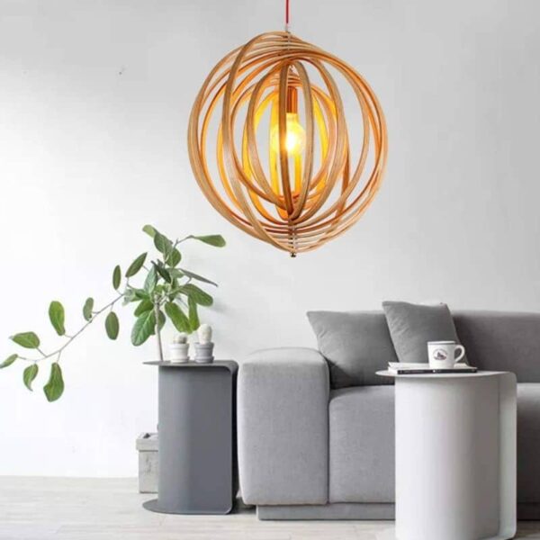 Suspension LED nordique avec anneaux sculptés