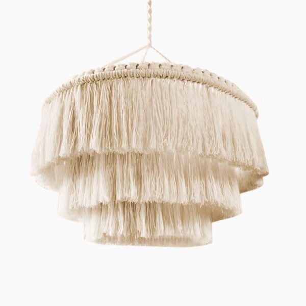Suspension luminaire artisanale en macramé