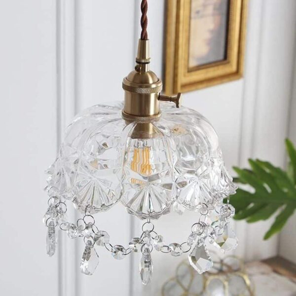 Suspension luminaire artisanale en pierre de verre