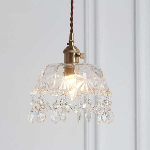 Suspension luminaire artisanale en pierre de verre
