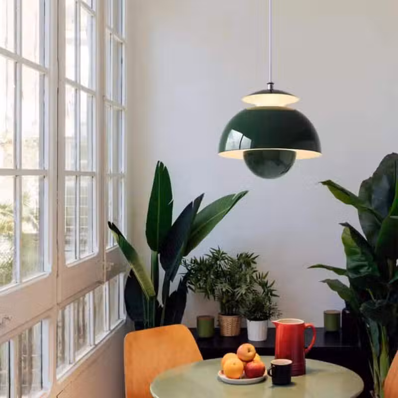 Suspension luminaire champignon en métal brossé