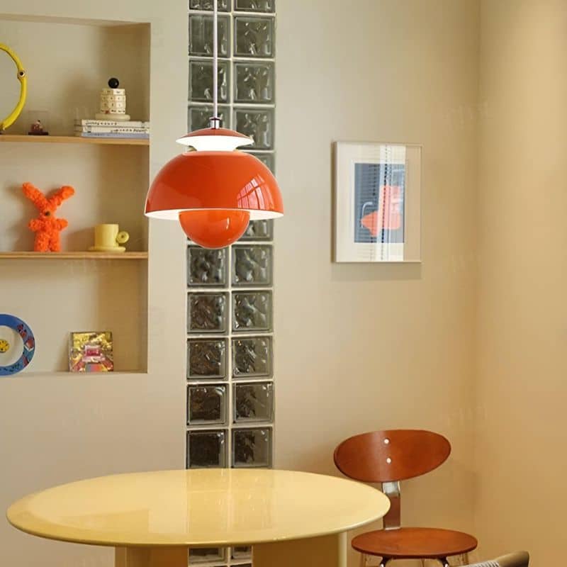 Suspension luminaire champignon en métal brossé