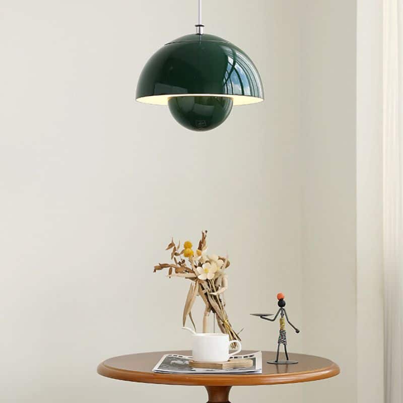 Suspension luminaire champignon en métal brossé