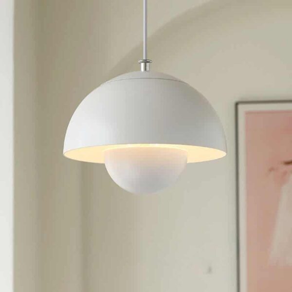 Suspension luminaire champignon en métal brossé