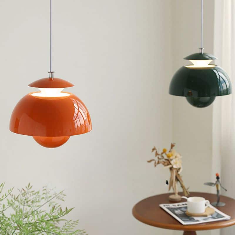 Suspension luminaire champignon en métal brossé
