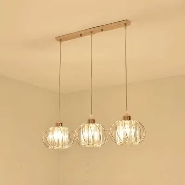 Suspension luminaire contemporaine en finition or satiné