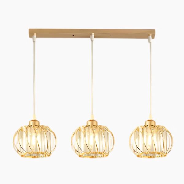 Suspension luminaire contemporaine en finition or satiné
