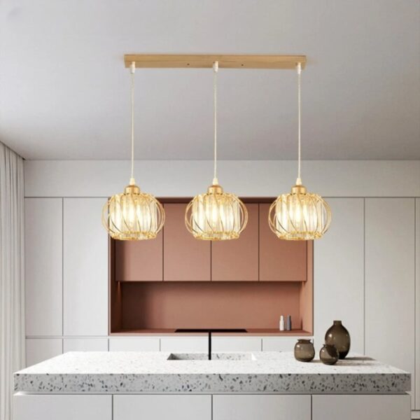 Suspension luminaire contemporaine en finition or satiné