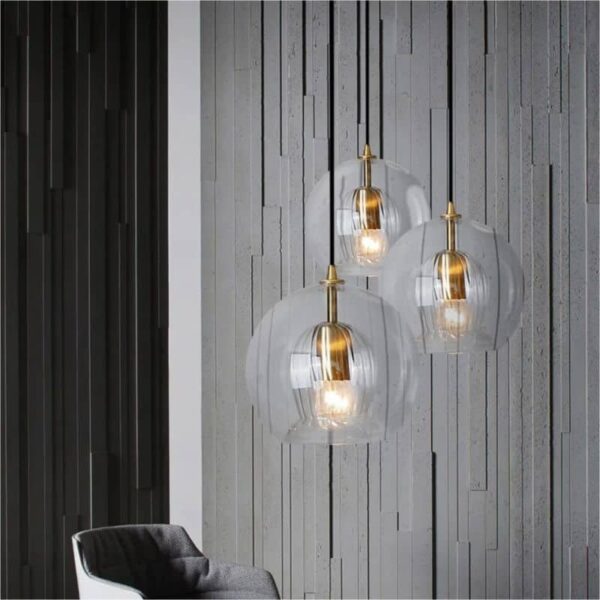 Suspension luminaire en pierre de verre sculptée