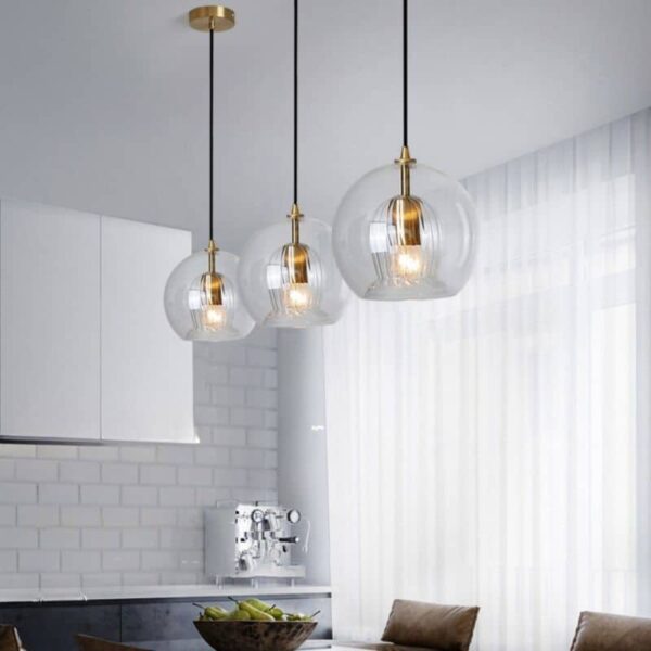 Suspension luminaire en pierre de verre sculptée