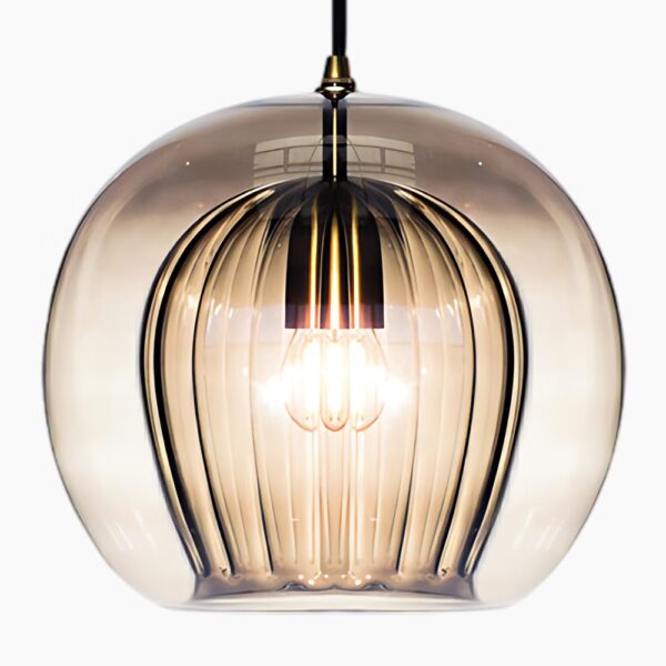 Suspension luminaire en pierre de verre sculptée