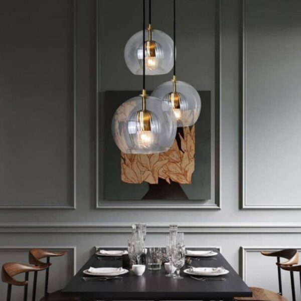 Suspension luminaire en pierre de verre sculptée