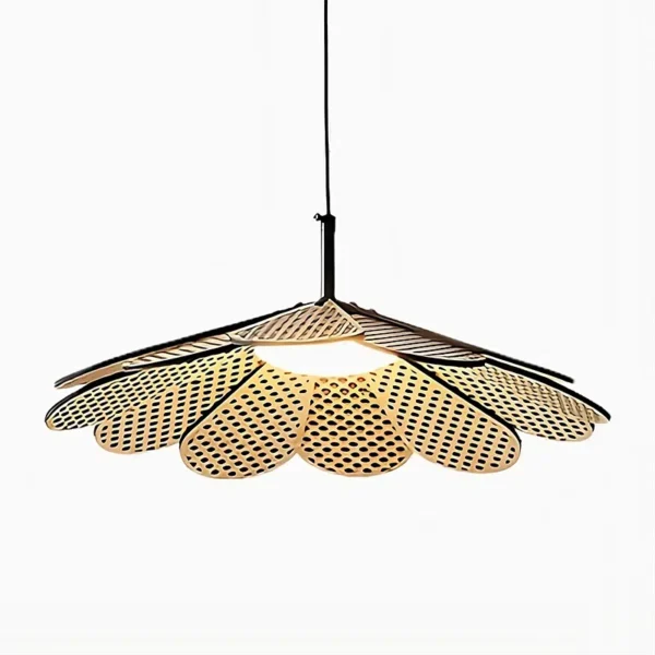 Suspension florale sculptée en bois naturel