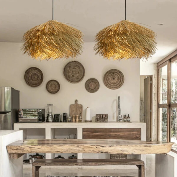 Suspension artisanale Bali en osier naturel