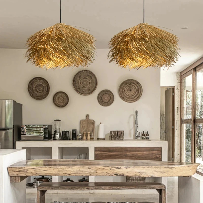 Suspension artisanale Bali en osier naturel