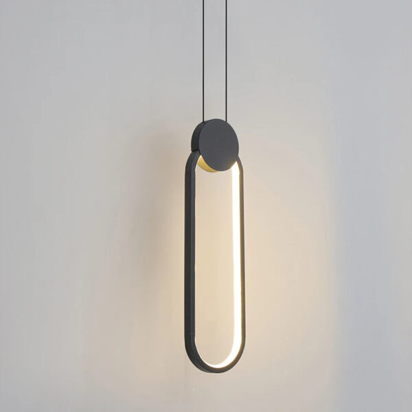 Suspension contemporaine circulaire en finition noir mat