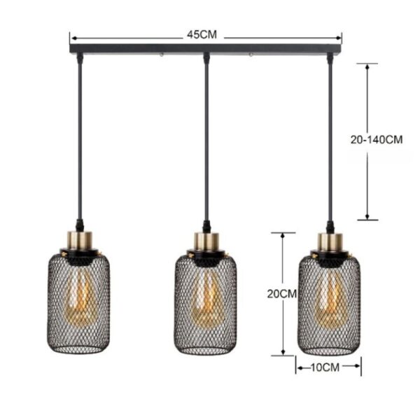 Suspension contemporaine trio de lanternes en métal noir