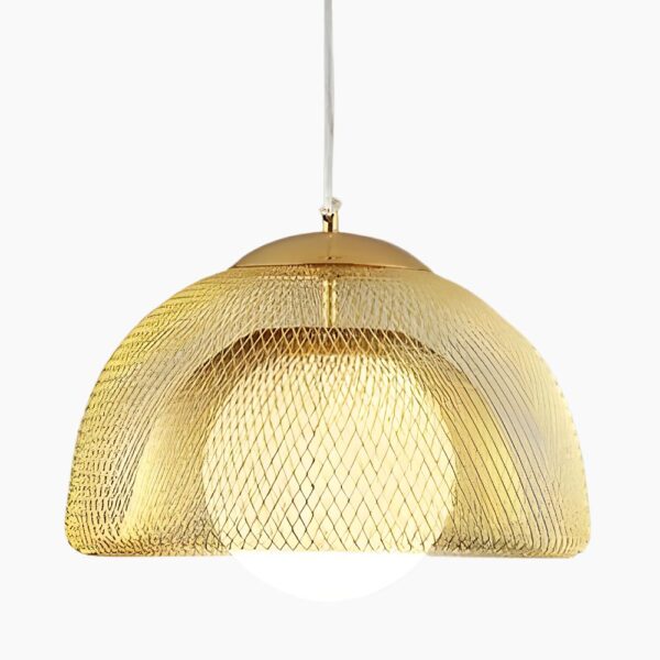 Suspension design en acier doré avec motif ajouré contemporain