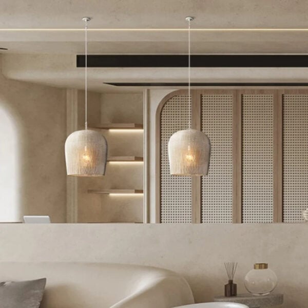 Suspension luminaire artisanale en osier naturel