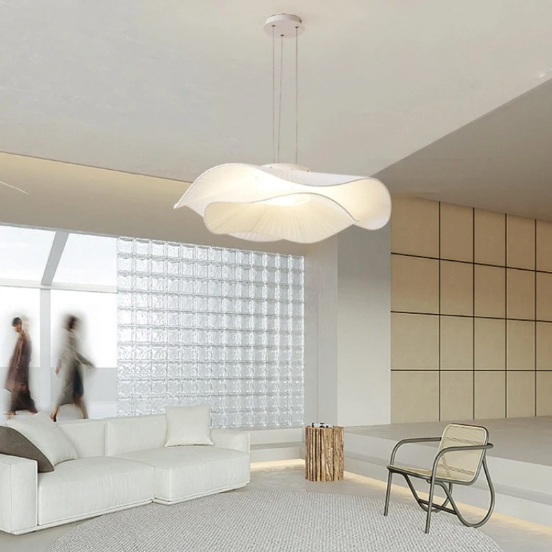 Suspension luminaire contemporaine en tissu noble